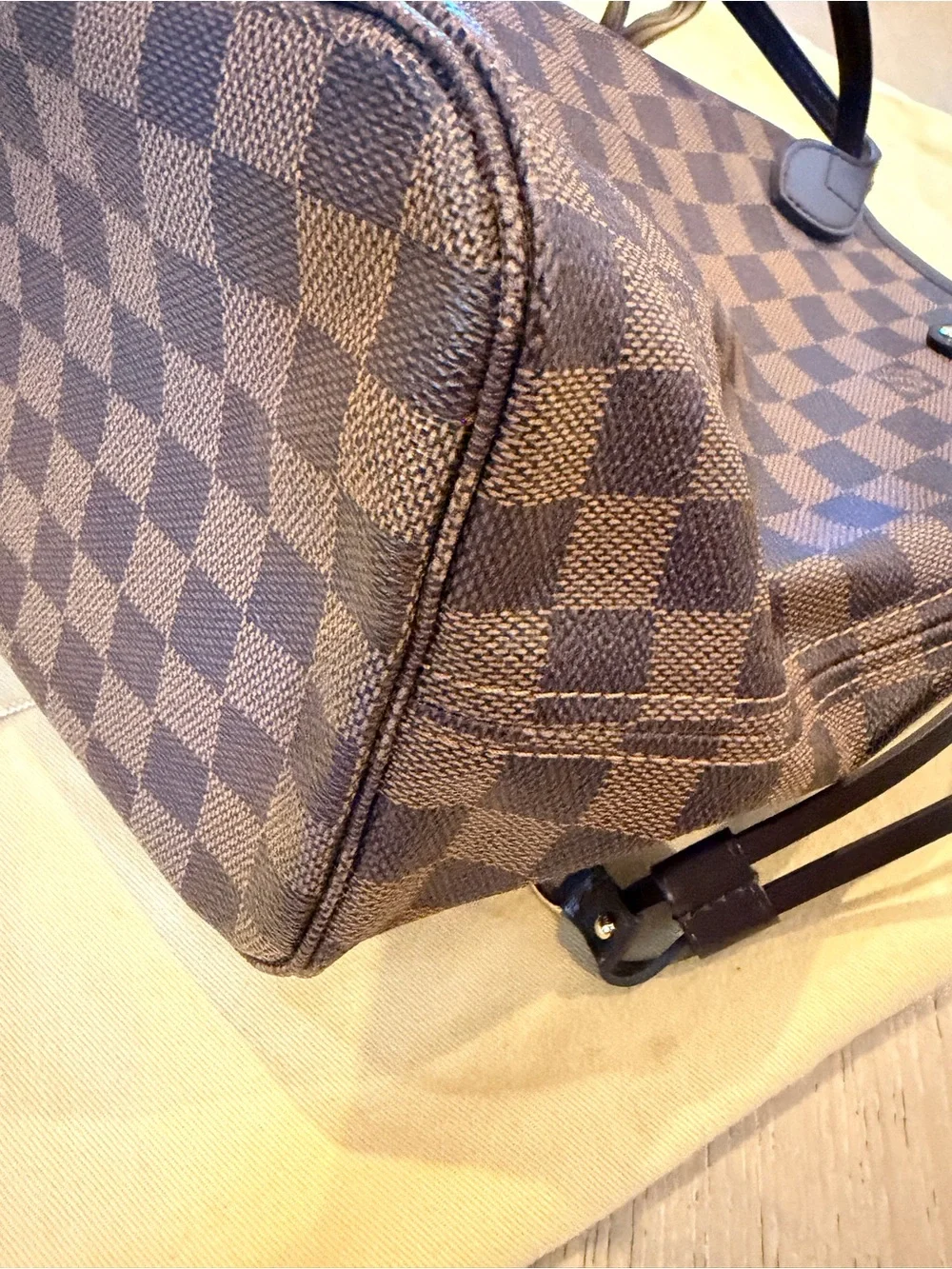Louis Vuitton Brown Damier Ebene MM Canvas Tote